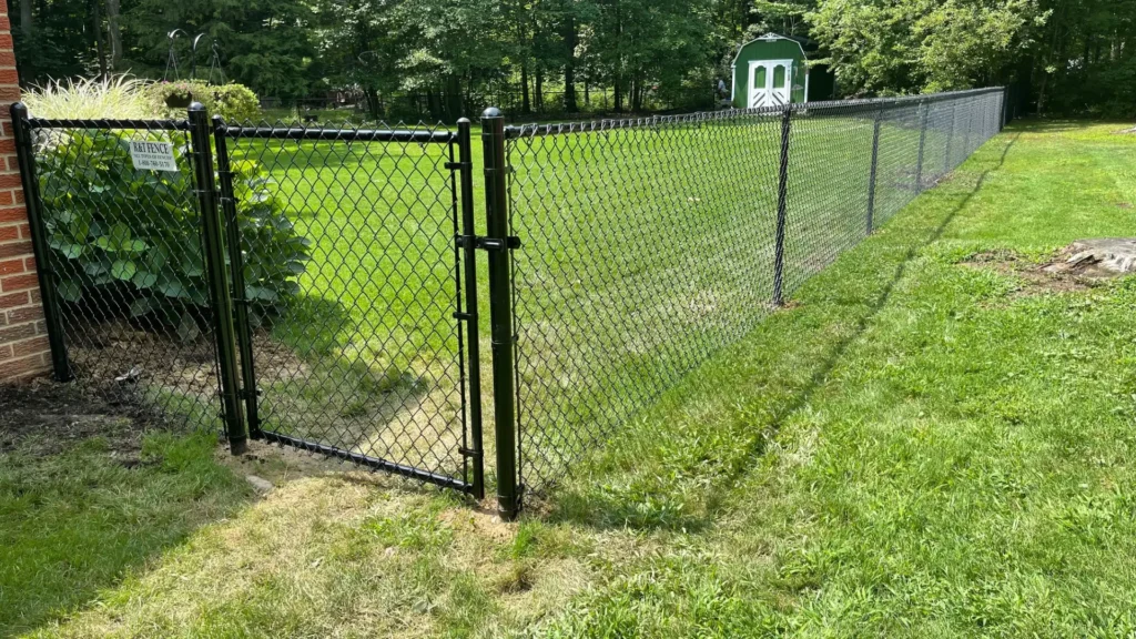 black chain link residential fence