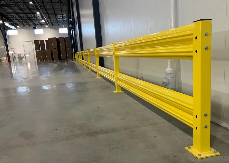 bolt down guard rail in warehouse