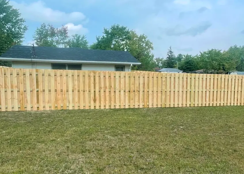 line of 6' tall residential wood privacy fence