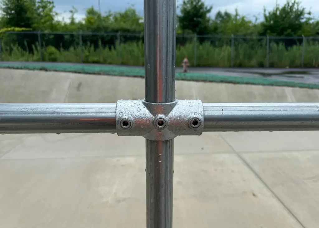 close up of modular hand rail fitting modular handrail fitting