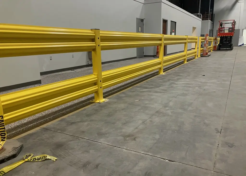 indoor guard rail 42 tall warehouse safety solutions installations