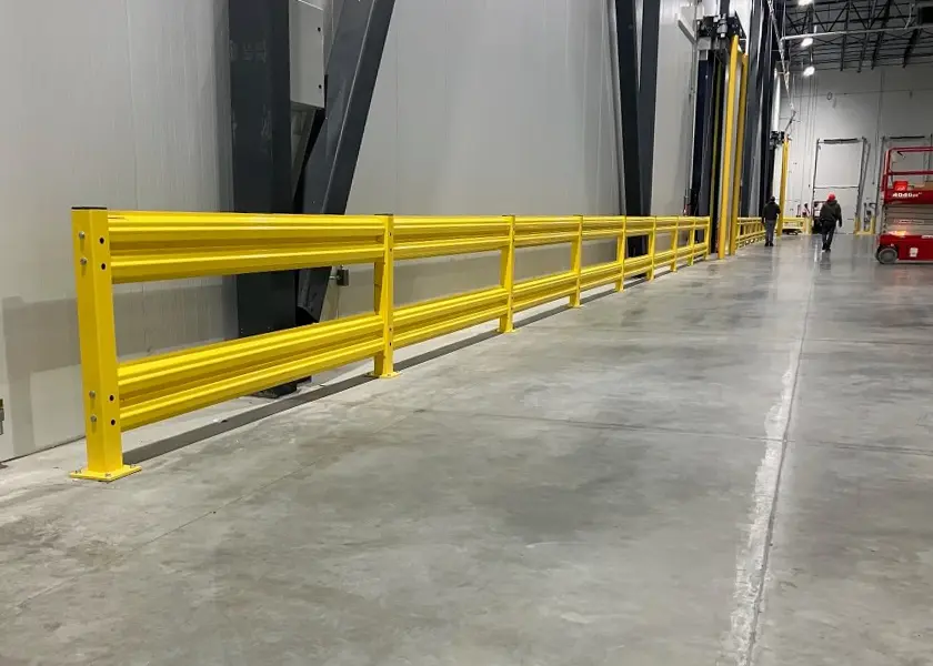 saf-t-rail yellow indoor guard rail traffic safety warehouse guard rail