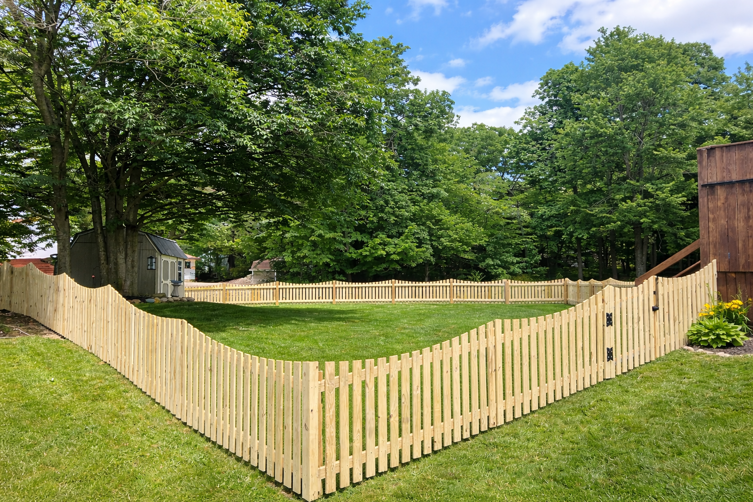 scalloped wood picket fence scalloped wood picket fence